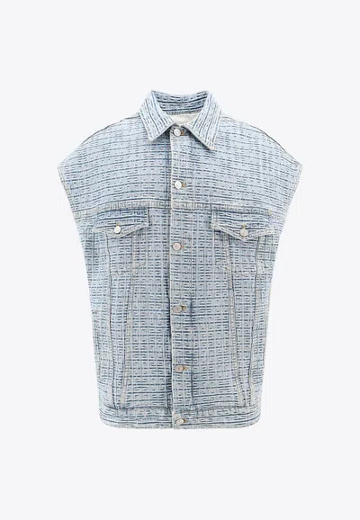 Shop Givenchy Buttoned-up Denim Vest In Blue