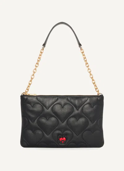 Shop Dkny Heart Of Ny Quilted Flat Shoulder Bag In Black