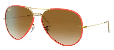 Shop Ray Ban Rb3025jm 919651 Aviator Sunglasses In Gold