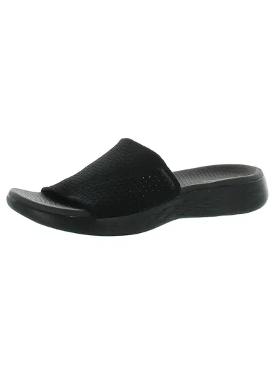 Shop Skechers On The Go 600-nitto Womens Highly Resilient Flat Pool Slides In Black