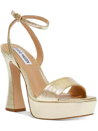 Shop Steve Madden Lashed Womens Ankle Strap Dressy Platform Sandals In Gold