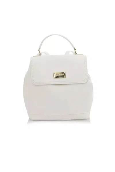 Shop Baldinini Trend Elegant Flap Backpack With En Women's Accents In White
