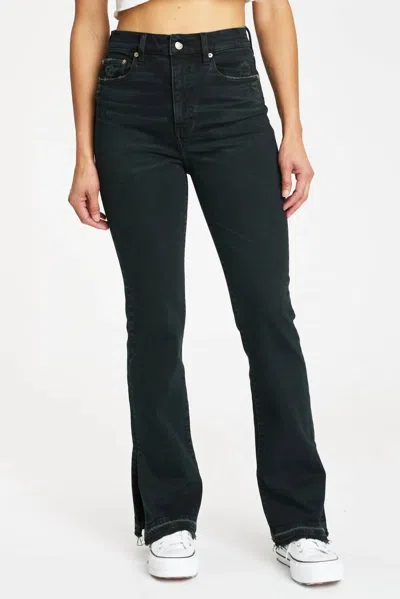 Daze Go-getter Hi-rise Side Slit Flare Jeans In Late Text In Multi