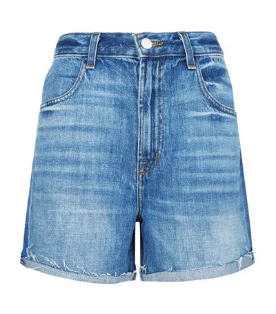 Shop J Brand Joan High Rise Denim Shorts In Blue