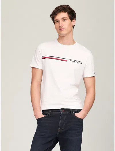 Shop Tommy Hilfiger Men's Signature Hilfiger Stripe Graphic T-shirt In White