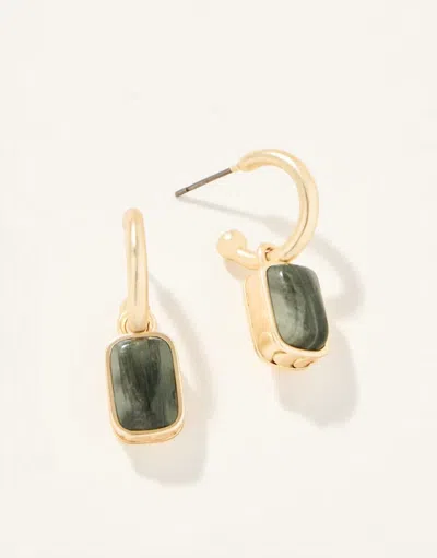 Shop Spartina 449 Women's Naia Drop Hoop Earrings In Silver Leaf Jasper In Black