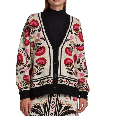 Shop Farm Rio Women Palms Paradise Sand Needlepoint Knit Cardigan Sweater In Multicolor