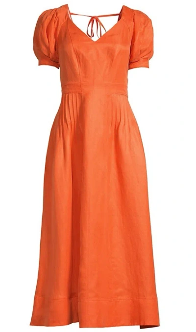 Shop Ted Baker Women's Orange Opalz Puff-sleeve Midi Dress