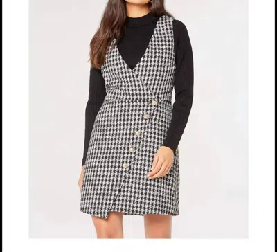 Apricot Houndstooth Mini Dress In Black In Black