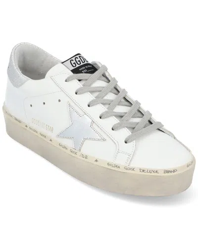 Shop Golden Goose Hi-star Leather Sneaker In White