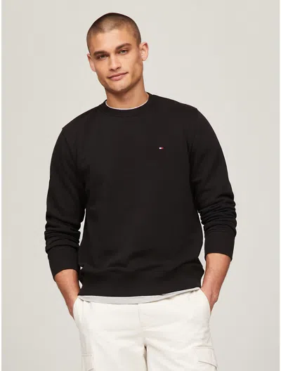 Shop Tommy Hilfiger Men's Solid Crewneck Sweatshirt In Black