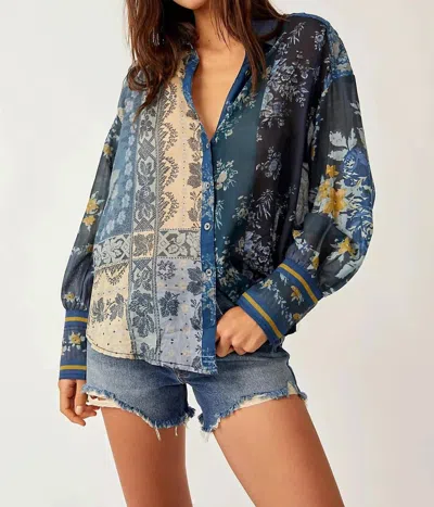 Shop Free People Flower Patch Top Indigo Combo In Blue
