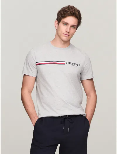 Shop Tommy Hilfiger Men's Signature Hilfiger Stripe Graphic T-shirt In Grey