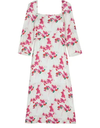 Shop Ba&sh Women's Elonor Ivory Pink Floral Midi Dress