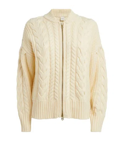 Shop Varley Grace Cable Knit Jacket In Winter White