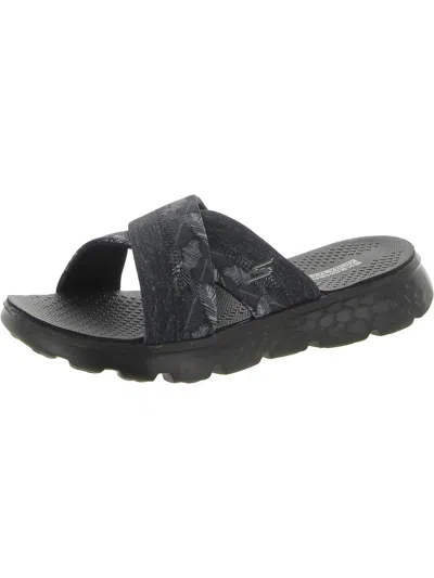 Shop Skechers On The Go Tropical Womens Printed Slide Slide Sandals In Black
