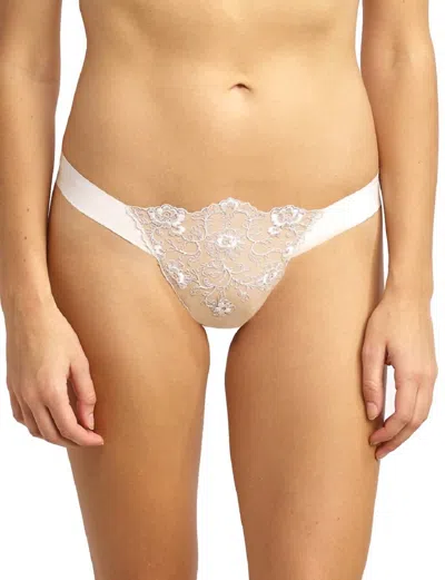 Shop Commando Crown Embroidered Thong Panty In Ivory In Beige