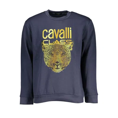 Shop Cavalli Class Cotton Men's Sweater In Blue