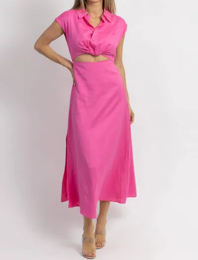 Aaron & Amber Jacey Button Down Midi Dress In Pink In Pink