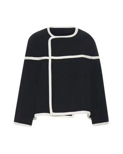 Shop Comme Des Garçons Vintage Comme Des Garcons 1989 Runway Black White Trimmed Cape Poncho Jacket