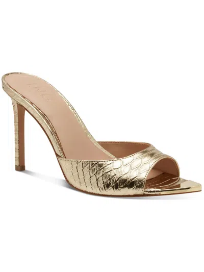 Shop Inc Amra Womens Faux Leather Slide Heels In Gold