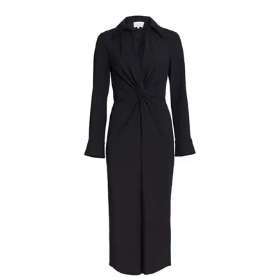 Shop Cinq À Sept Women Mckenna Twist Waist Bell Sleeve Midi Shirt Dress In Black