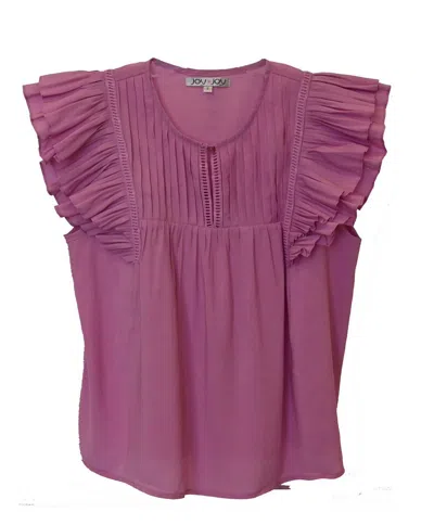 Shop Joy Joy Flutter Sleeve Top In Rose In Purple