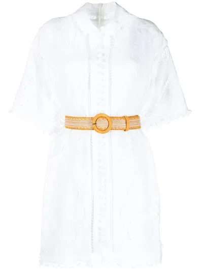 Shop Zimmermann Laurel Lace Shirt Dress Ivory