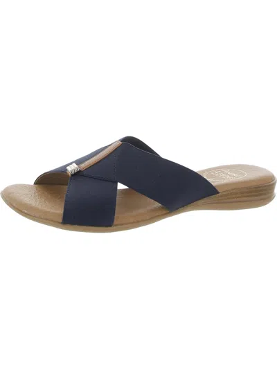 Shop Andre Assous Nani Womens Elastic Cross-strap Slide On Slide Sandals In Blue