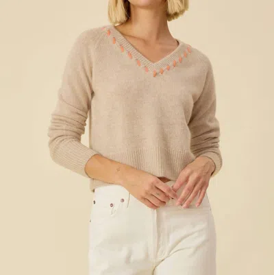 Shop One Grey Day Blakely V-neck Cashmere In Brown In Beige