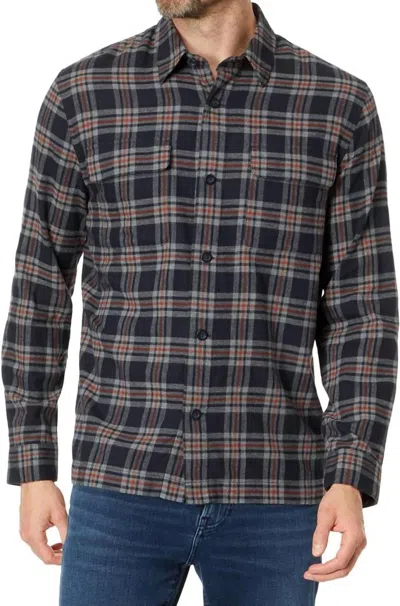 Shop Vince Kingston Plaid Long Sleeve Flannel Button Down In Coastal/brickman Red In Blue