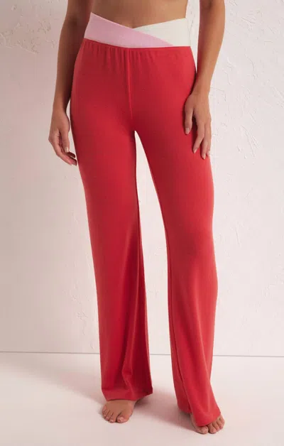 Shop Z Supply Cross Over Flare Pants In Candy Red