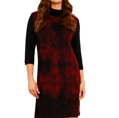 French Kyss Marble Wash Turtleneck Dress In Sangria In Yellow