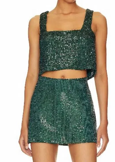 Shop Show Me Your Mumu Tara Crop Top In Emerald Sequins In Multi