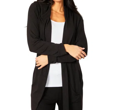 Shop French Kyss Open Hoodie Duster In Black