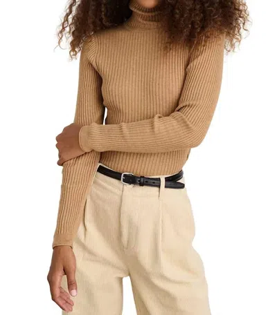 Shop Alex Mill Cristy Ribbed Turtleneck Top In Camel In Brown
