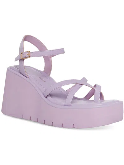 Shop Madden Girl Vaultt Womens Fauxn Faux Leather Platform Sandals In Purple