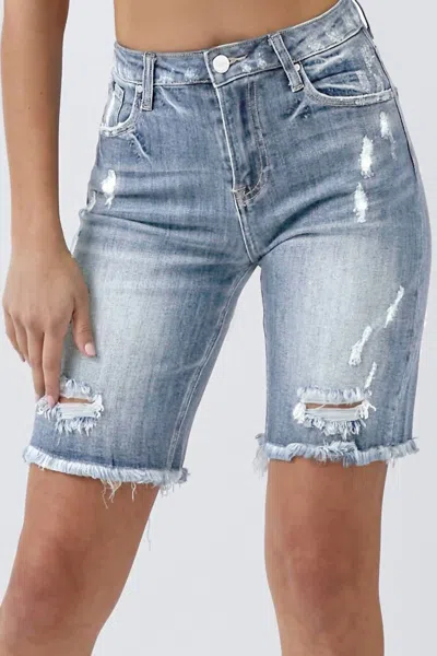 Risen High-rise Bermuda Shorts In Blue In Blue