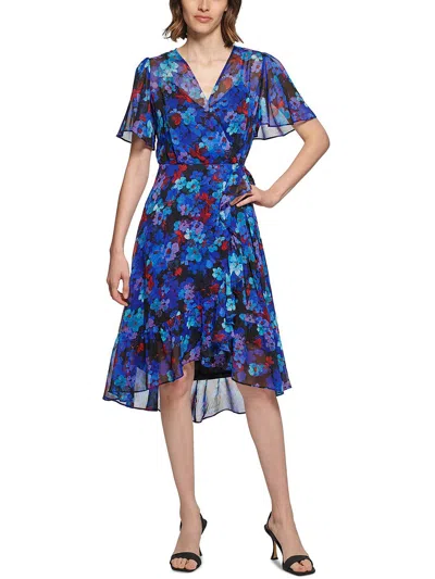 Shop Calvin Klein Womens Faux Wrap Long Wrap Dress In Multi