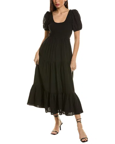 Shop Saltwater Luxe Linen Midi Dress In Black