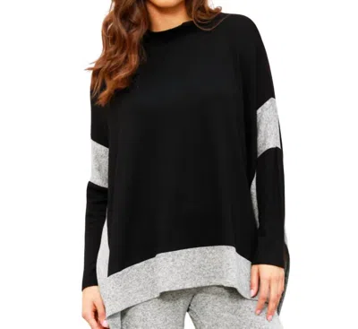 French Kyss Mock One Size Poncho In Black/tin In Multi