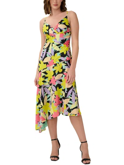 Shop Aidan Mattox Womens Asymmetric Long Midi Dress In Multi