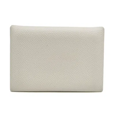 Shop Hermes Calvi Leather Wallet () In White