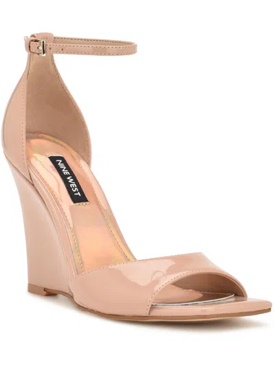 Shop Nine West Hallena3 Womens Square Toe Dressy Wedge Sandals In Brown