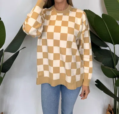 Show Me Your Mumu Scout Sweater In Tan Checker Knit In Brown