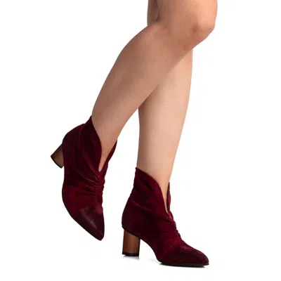 Shop Antelope Hetty Suede Heel Boots In Bordeaux In Brown
