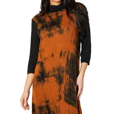 Shop French Kyss Marble Wash Turtleneck Dress In Spice In White