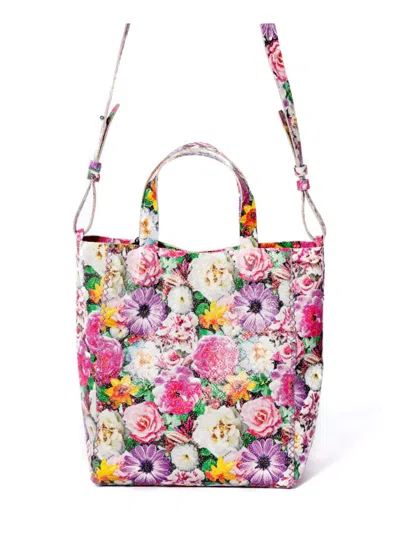 Volta Atelier Copacabana Bag - Floral Geometric/embossed Leather In Purple