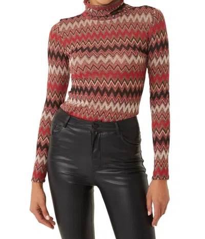 Shop Misa Nadja Turtle Neck Long Sleeve Top In Winter Chevron In Multi