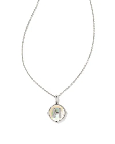 Shop Kendra Scott Letter H Disc Pendant Necklace In Silver